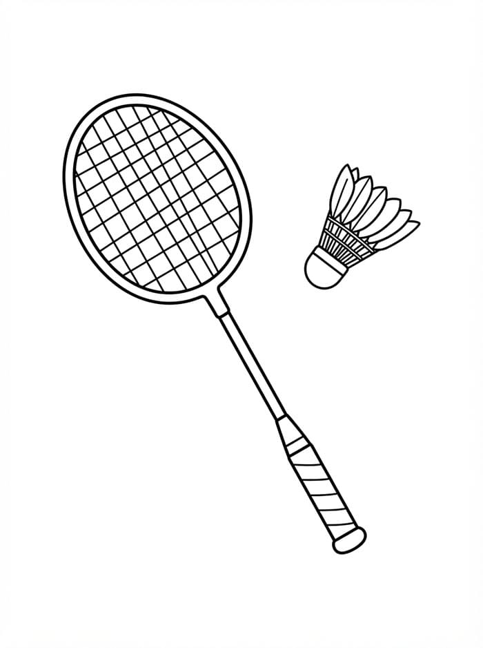 Racchetta da badminton con volano da colorare