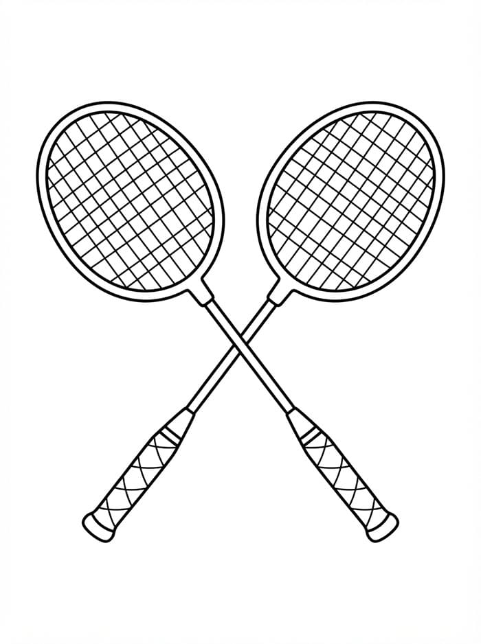 Racchette da badminton incrociate da colorare