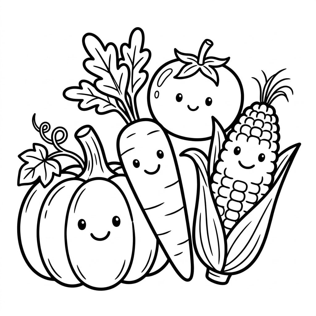 Raccolto dell’orto da colorare