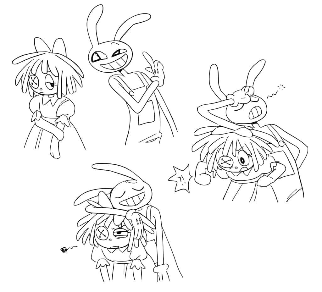 Ragatha e Jax The Amazing Digital Circus da colorare