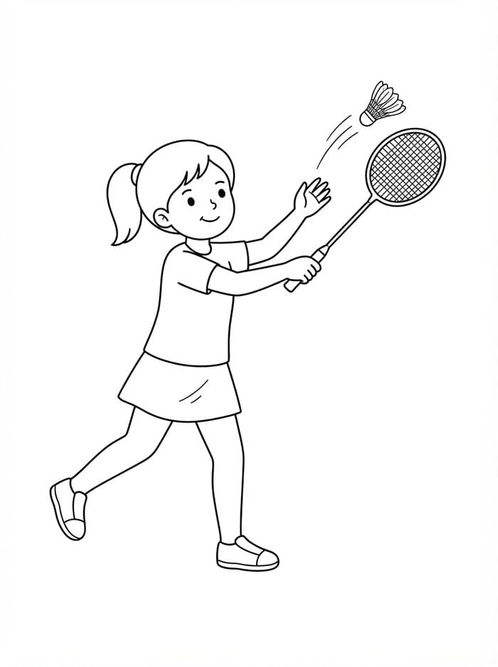 Ragazza che gioca a badminton da colorare