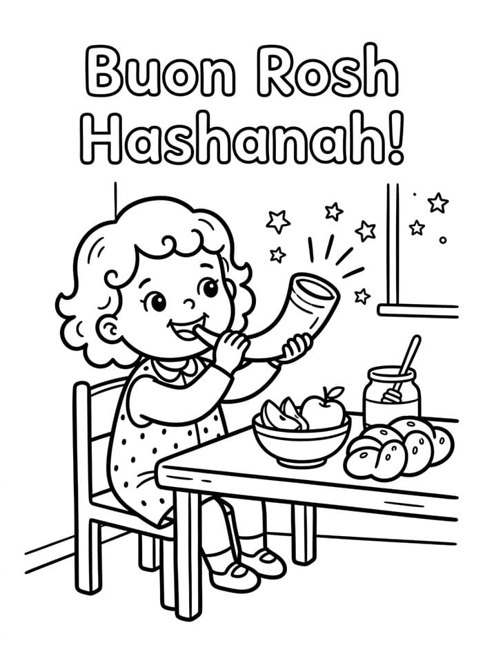Ragazza di Rosh Hashanah da colorare
