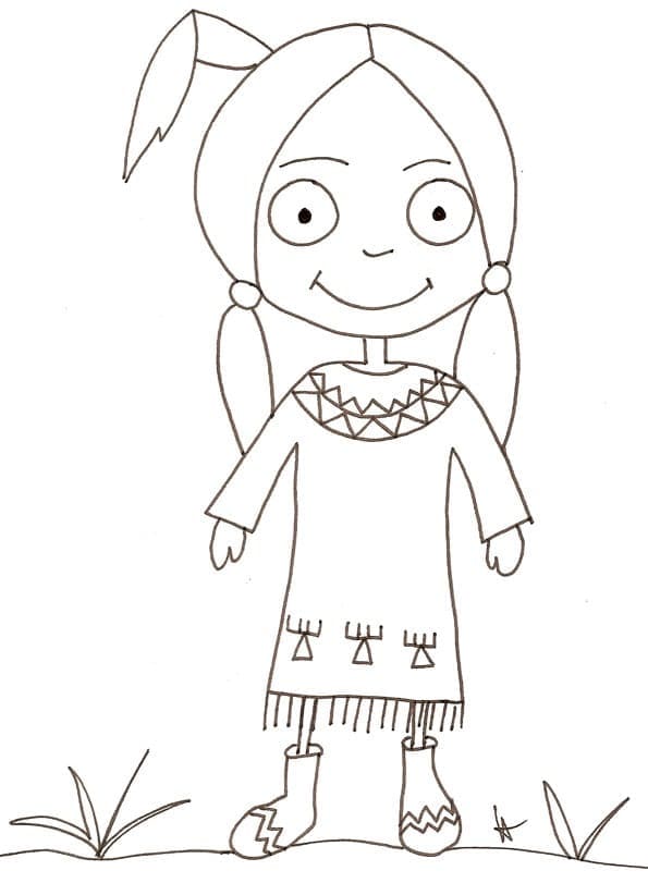 Ragazza nativa americana da colorare