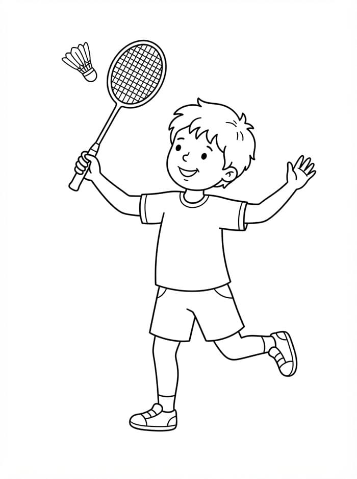 Ragazzo che gioca a badminton da colorare