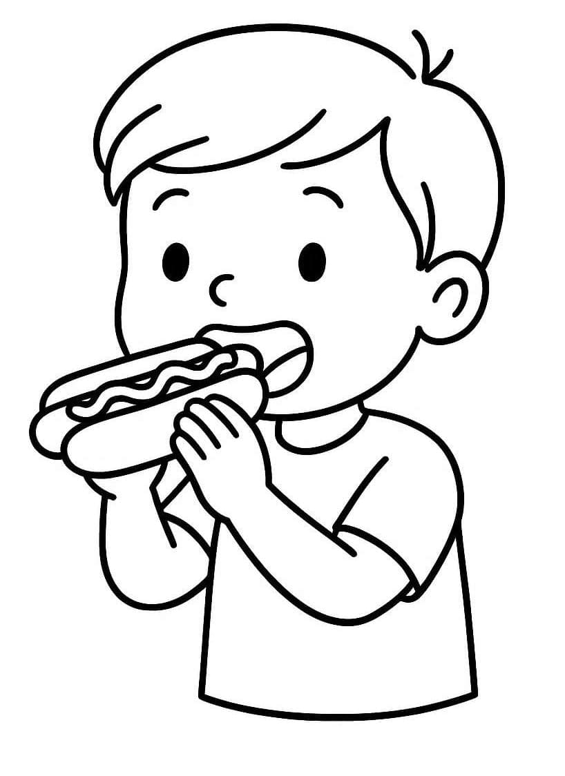 Ragazzo con Hot Dog da colorare