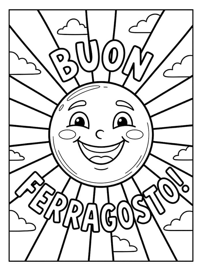Raggi di Sole Buon Ferragosto da colorare