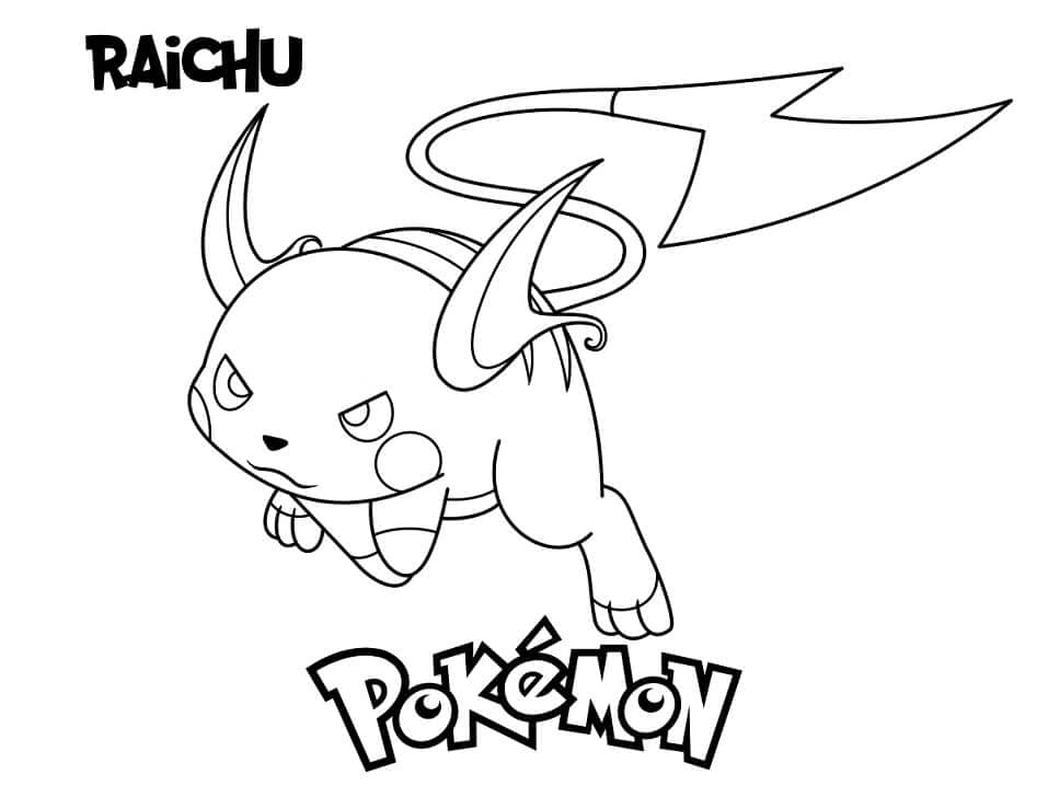 Raichu arrabbiato libero da colorare