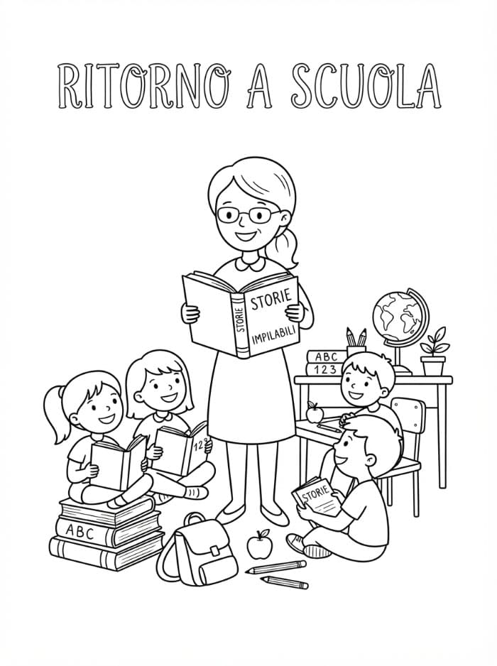 Ritorno a Scuola Insegnante da colorare
