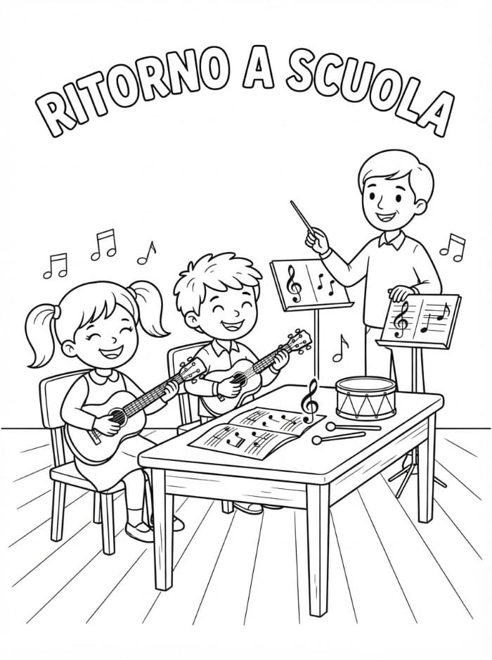Ritorno a Scuola Lezione di Musica da colorare