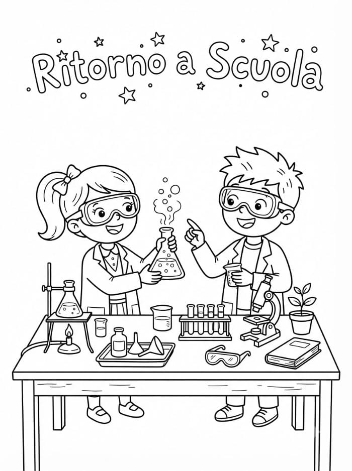 Ritorno a Scuola Lezione di Scienze da colorare