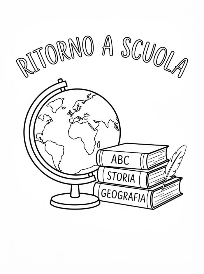 Ritorno a Scuola Mappamondo e Libri da colorare