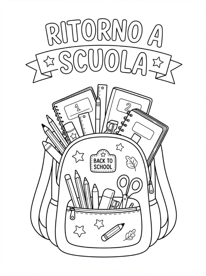 Ritorno a Scuola Materiale Gratuito per lo Zaino da colorare