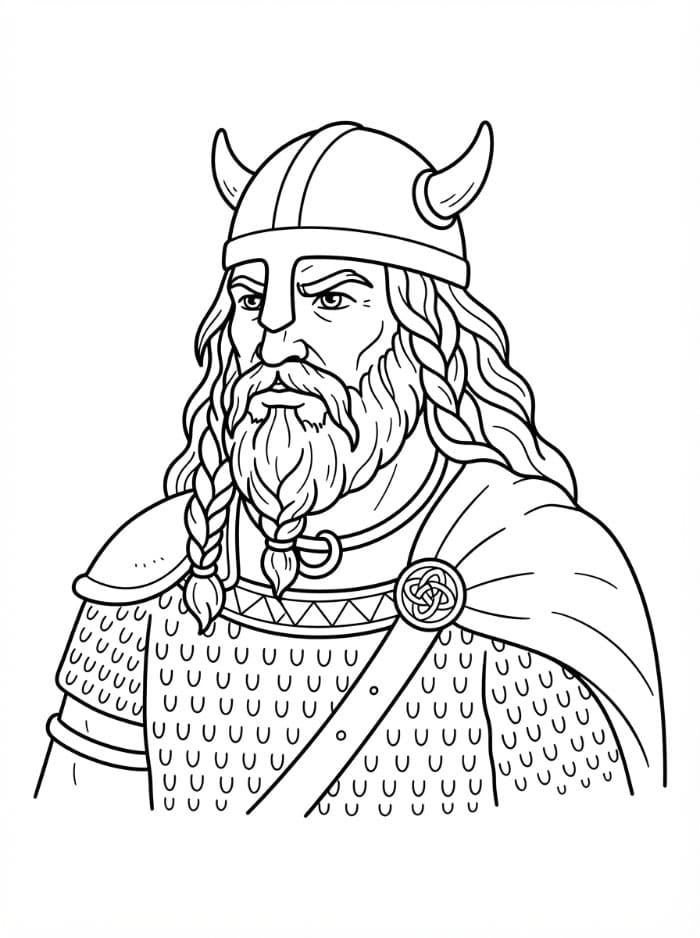 Ritratto di guerriero vichingo da colorare