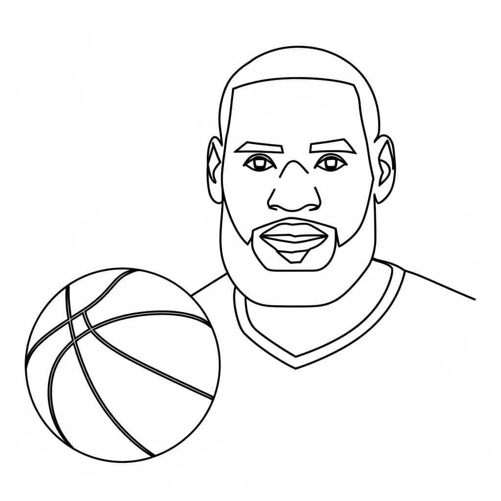 Ritratto semplice di LeBron James da colorare