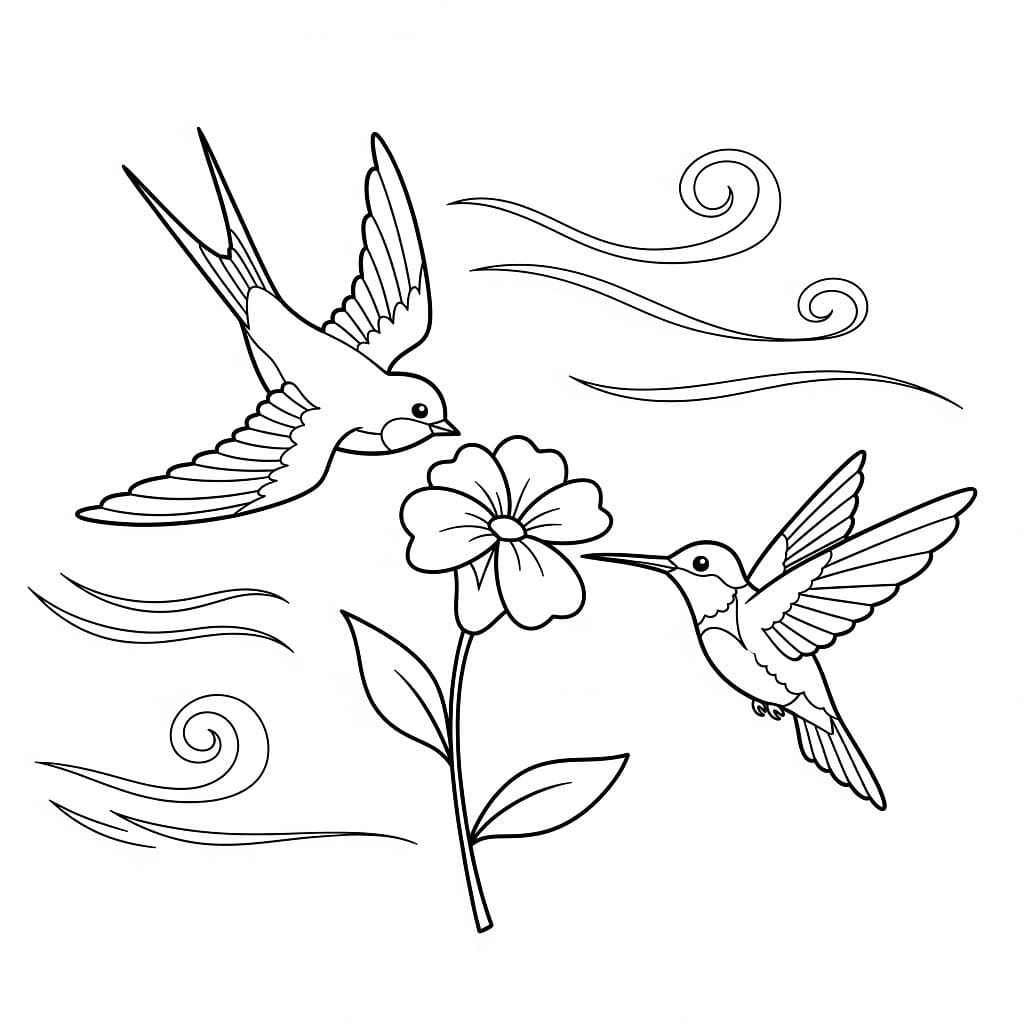 Rondini e colibrì da colorare Rondini e colibrì da colorare