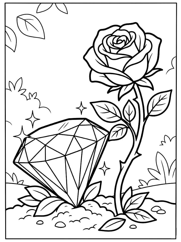Rosa di diamanti da colorare