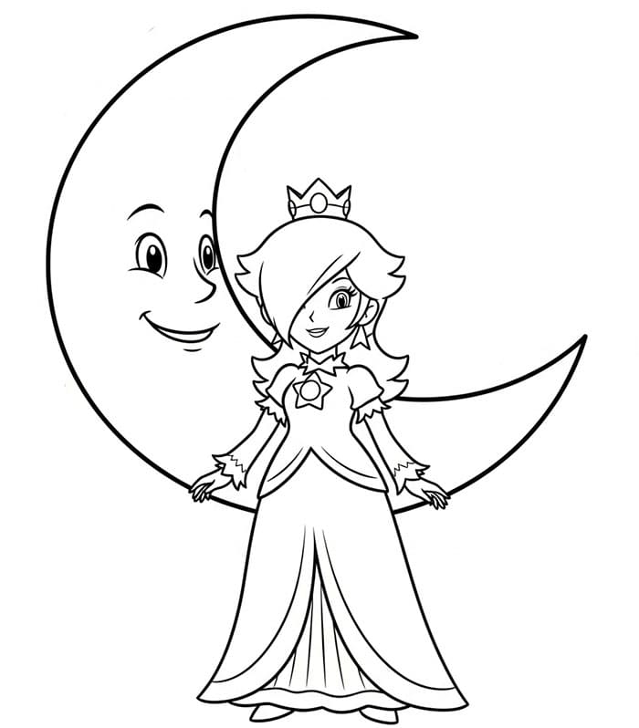 Rosalina e la Luna da colorare