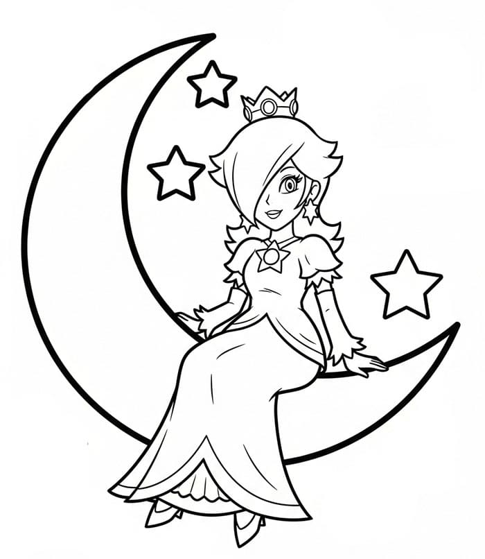Rosalina sulla luna da colorare