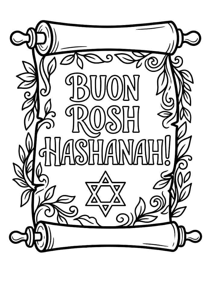 Rosh Hashanah Pergamena da colorare