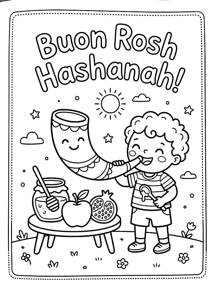 Rosh Hashanah per bambini da colorare