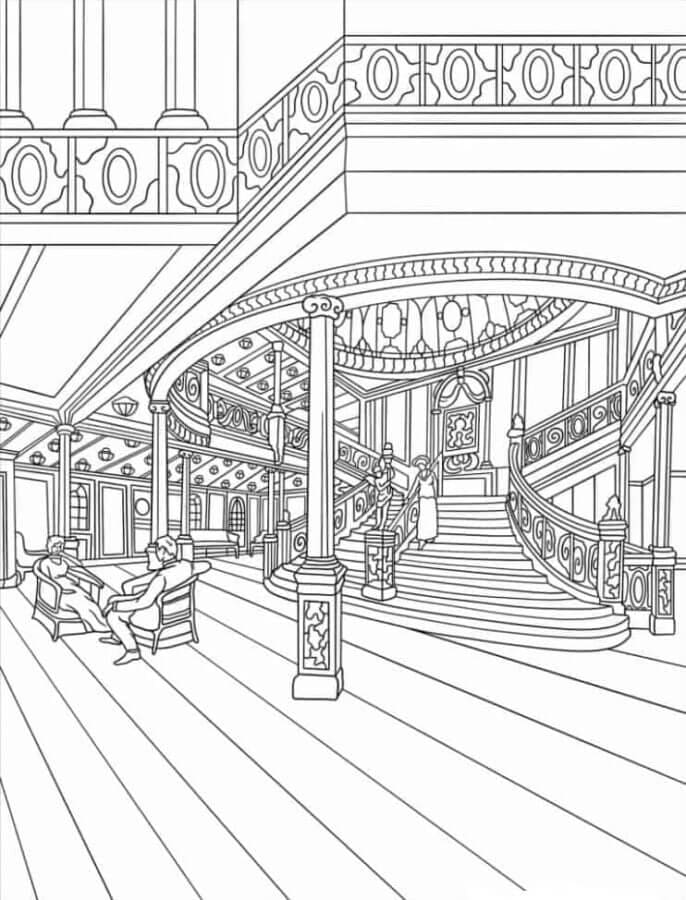 Sala principale del Titanic da colorare