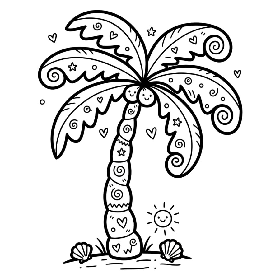 Scarabocchio di palme da colorare