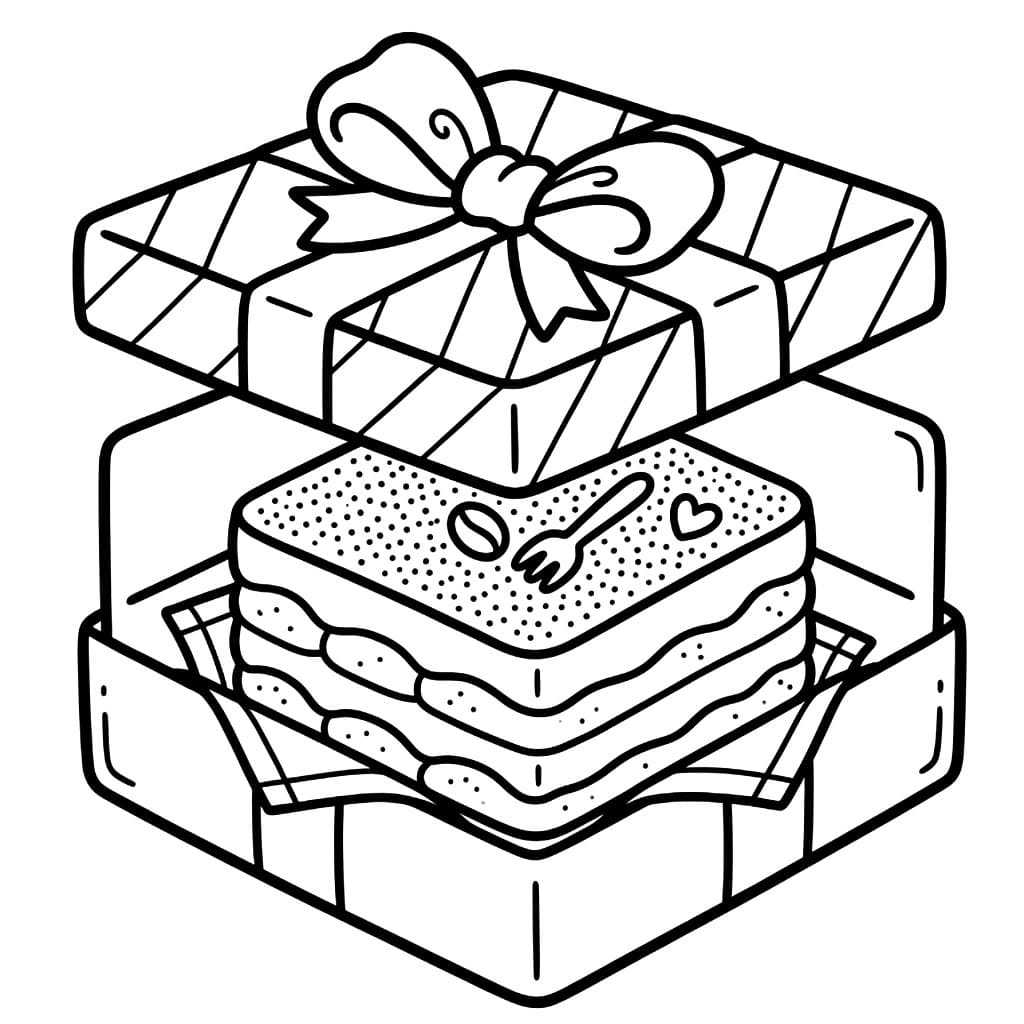 Scatola Regalo Tiramisù da colorare