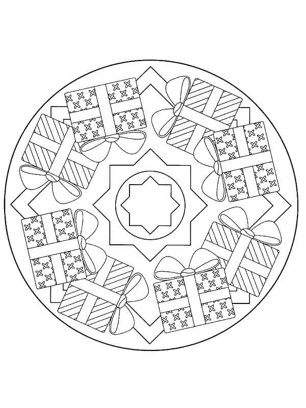 Scatole regalo con Mandala di Natale da colorare
