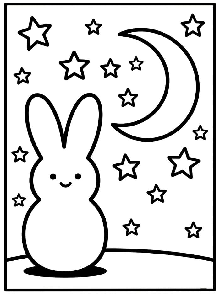 Scena lunare di Peeps da colorare