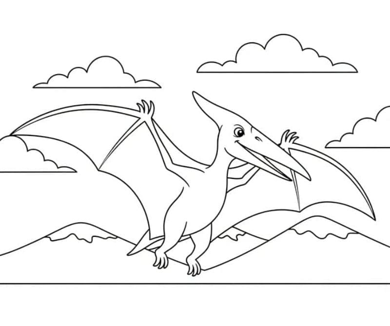 Scheletro di pterodattilo da colorare
