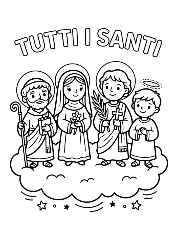 Schema di Tutti i santi stampabile gratuitamente da colorare