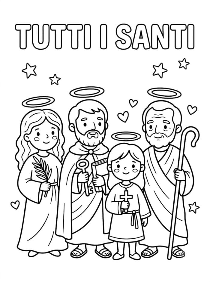 Schema stampabile per Tutti i santi da colorare