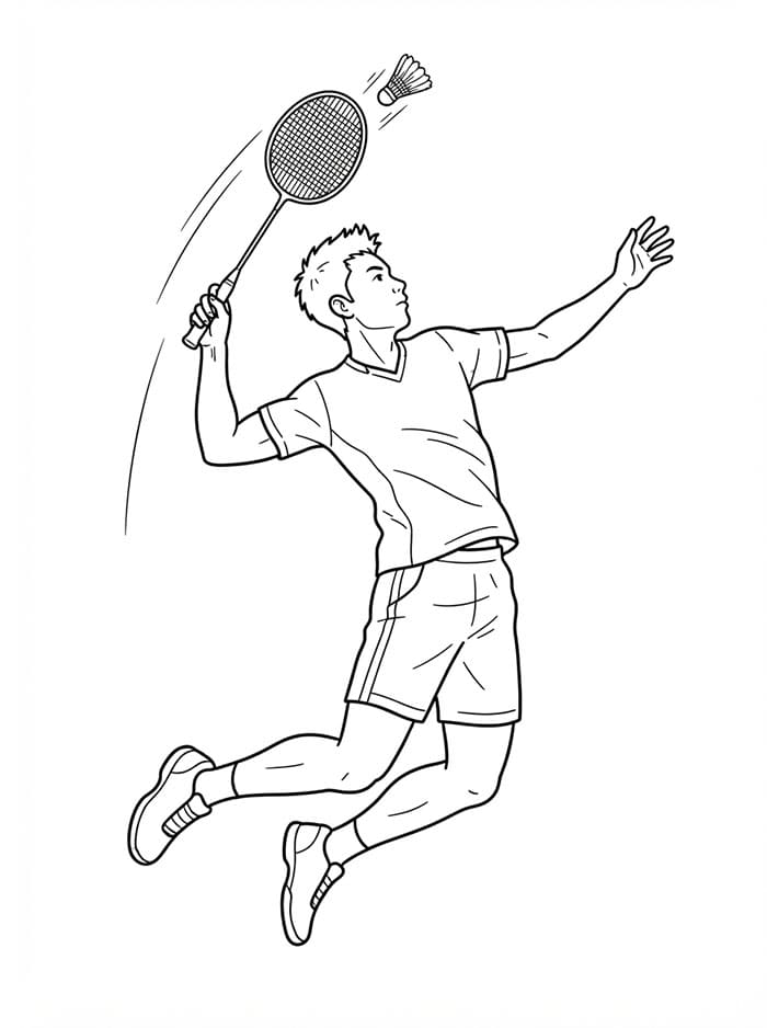 Schiacciata in salto a badminton da colorare