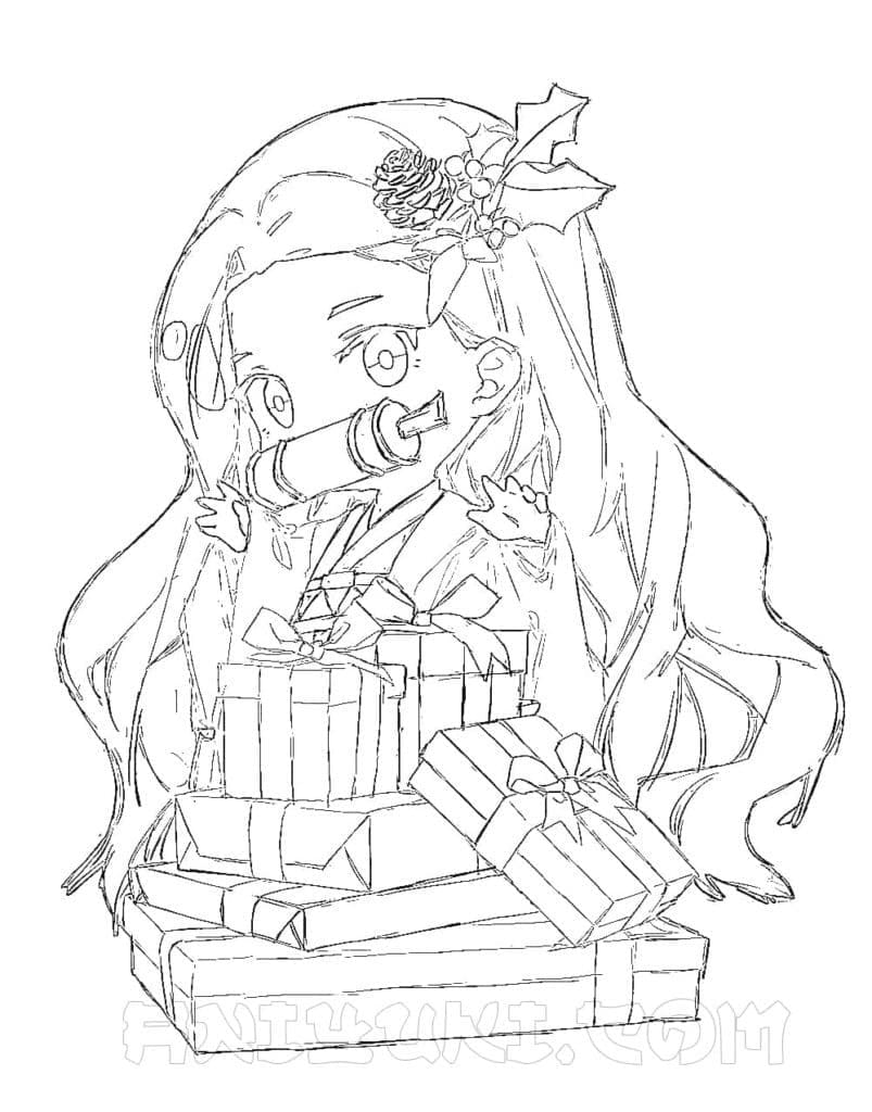 Schizzo di Nezuko da colorare