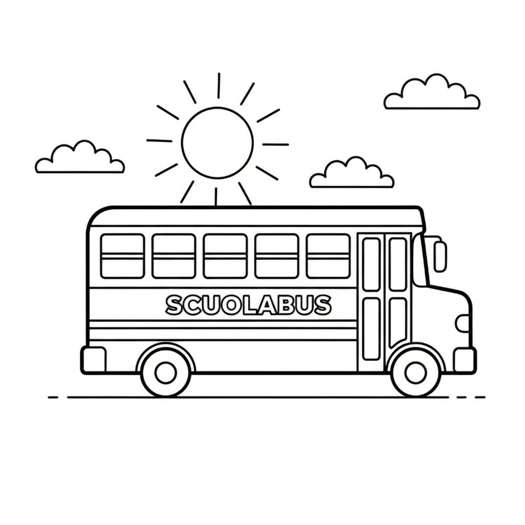 Scuolabus al sole da colorare
