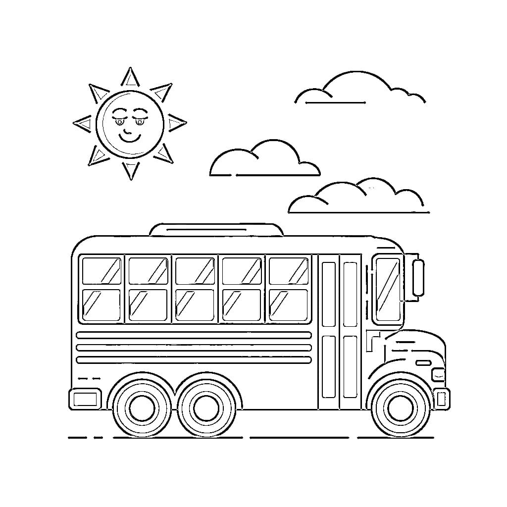 Scuolabus con sole da colorare