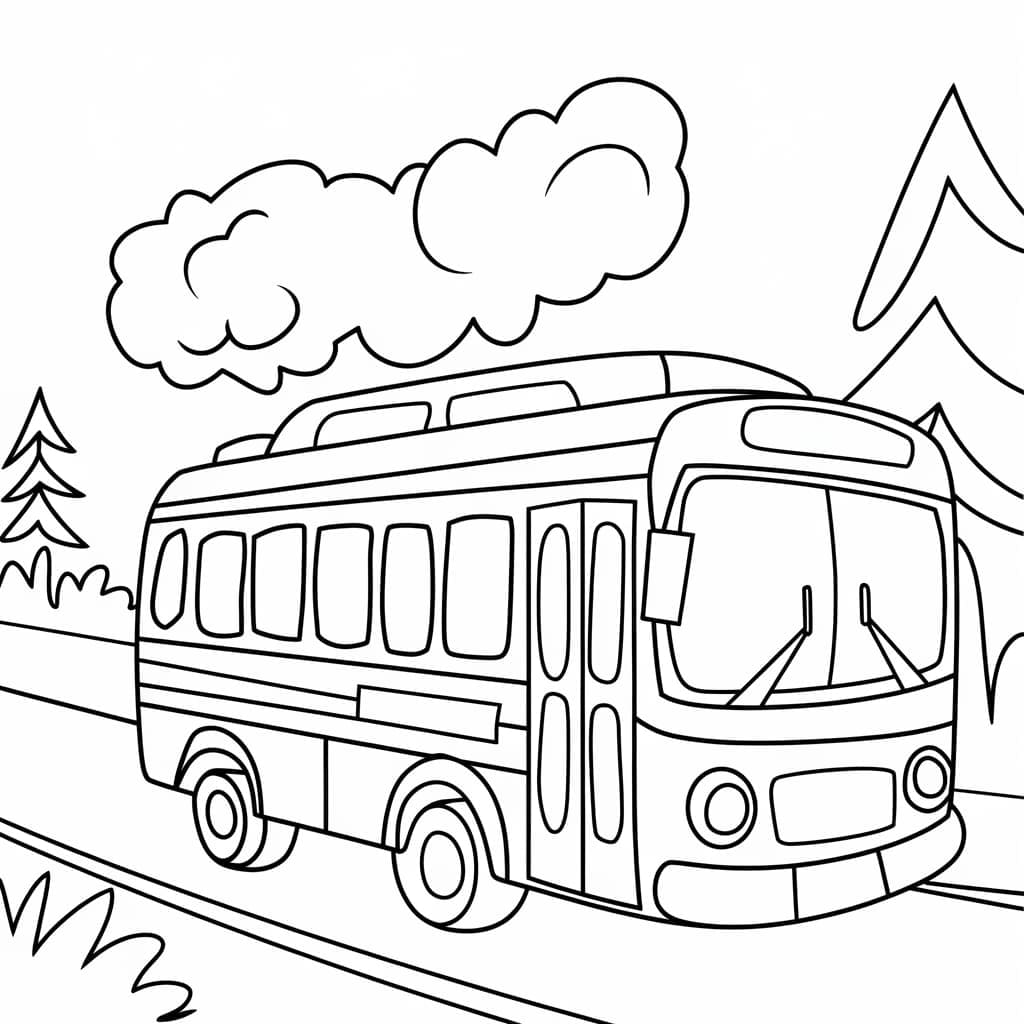 Scuolabus e nuvole da colorare
