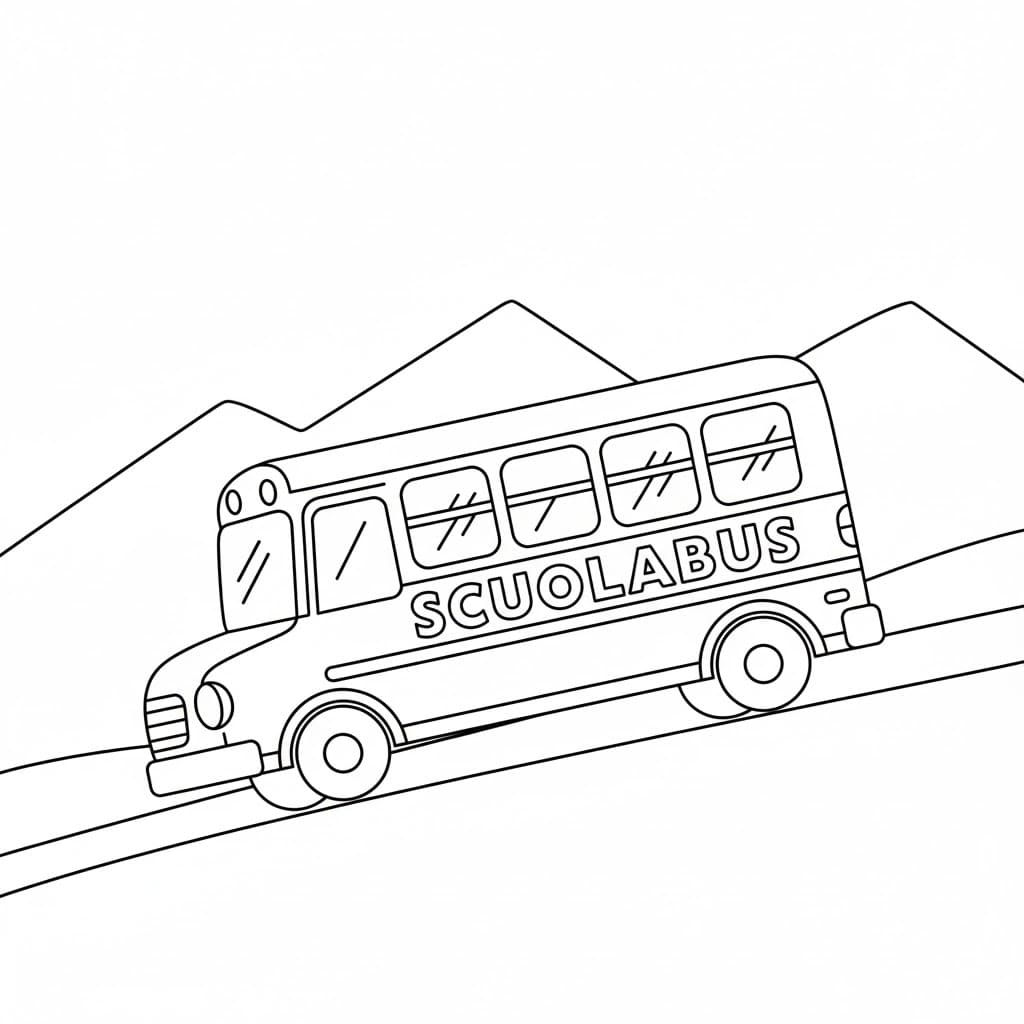 Scuolabus sul pendio da colorare
