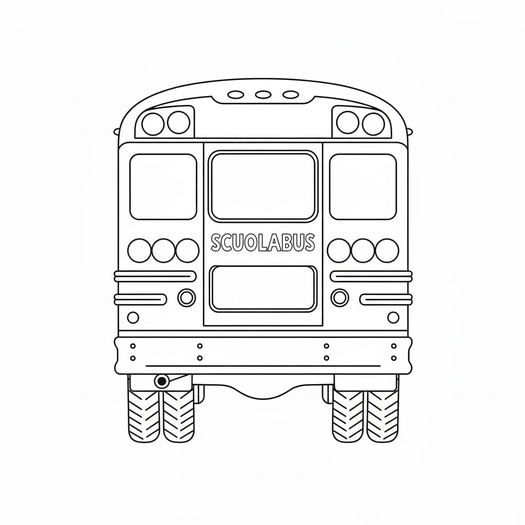 Scuolabus visto da dietro da colorare