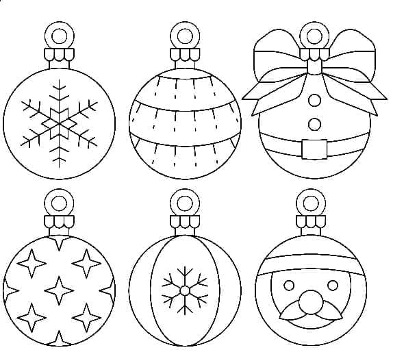 Sei ornamenti da colorare