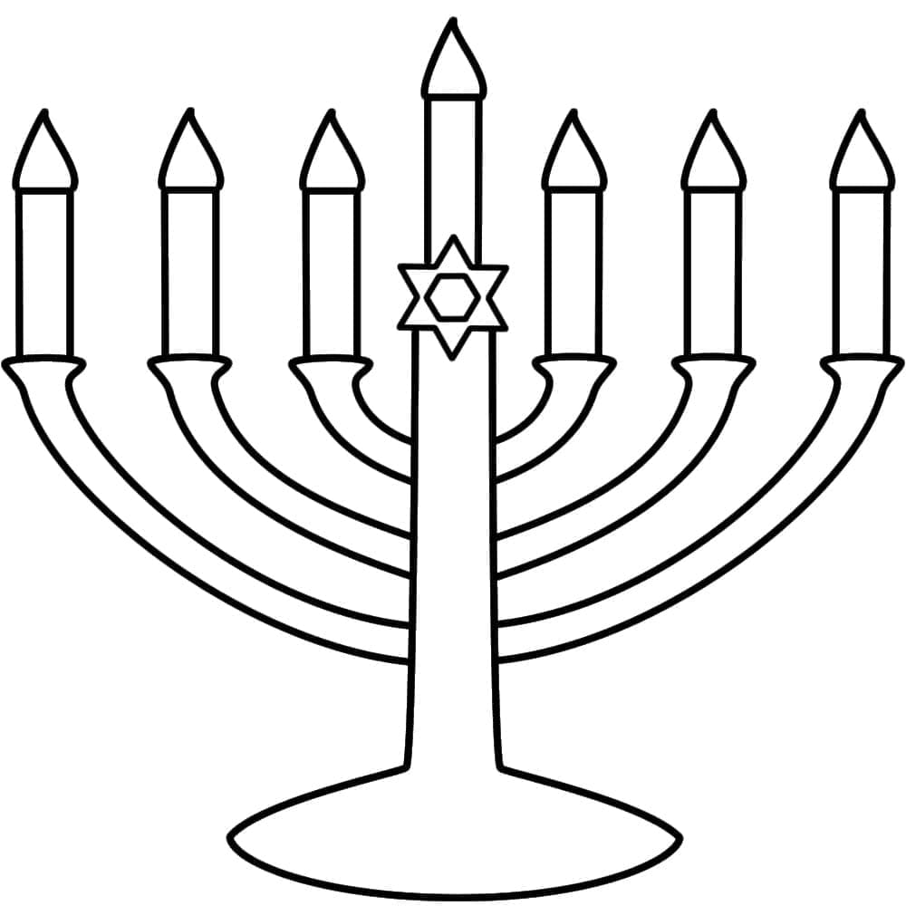 Semplice Menorah di Hanukkah da colorare