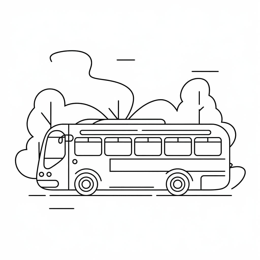 Semplice Scuolabus da colorare