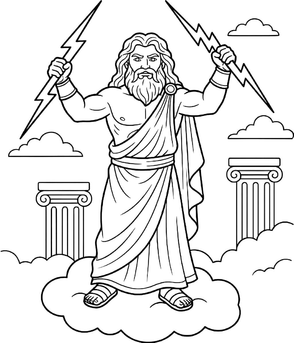 Semplice Zeus in piedi da colorare