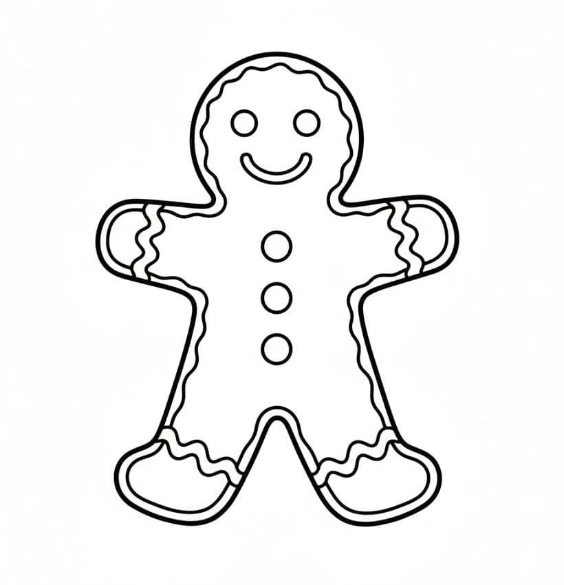 Semplice omino di pan di zenzero da colorare