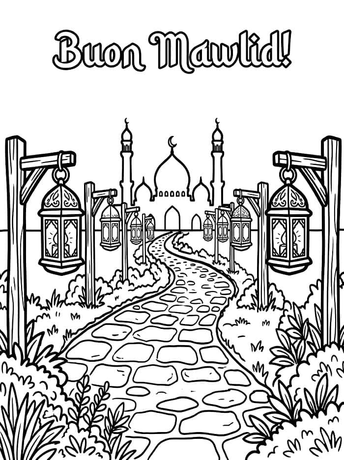 Sentiero di Lanterne del Mawlid da colorare