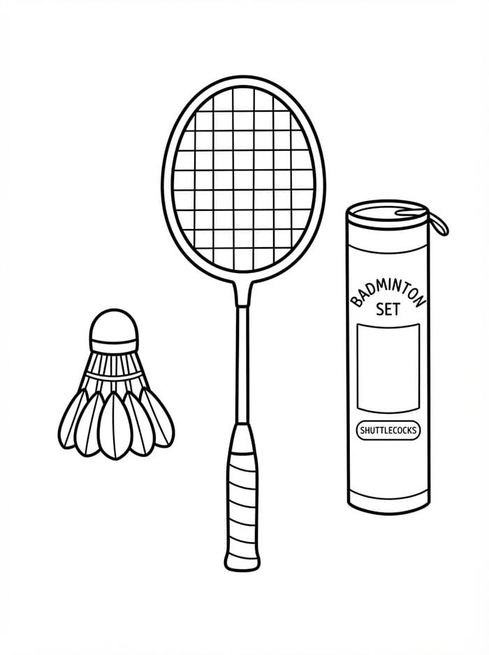 Set di attrezzatura da badminton da colorare