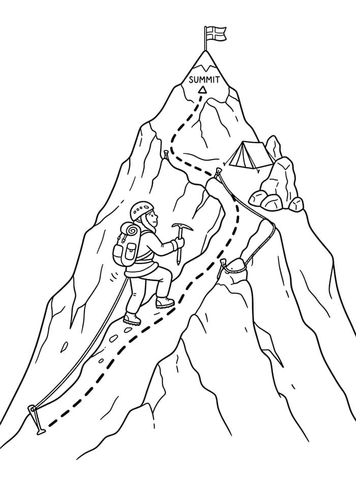 Sfida alpinistica da colorare