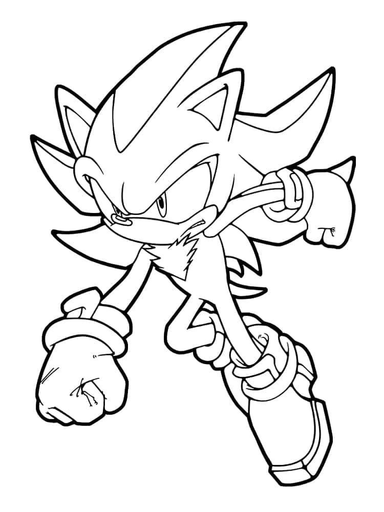Shadow Sonic che corre da colorare