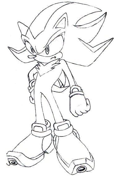 Shadow Sonic in piedi da colorare
