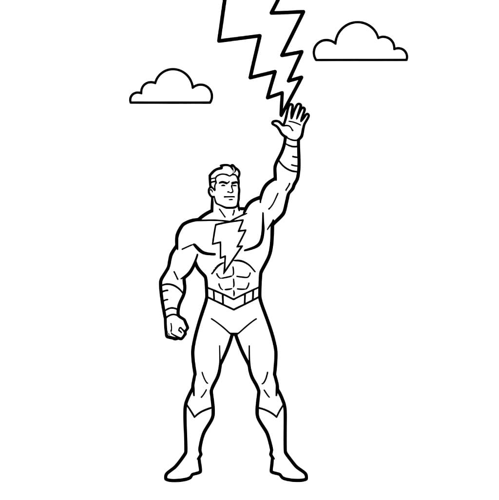 Shazam che evoca il fulmine da colorare
